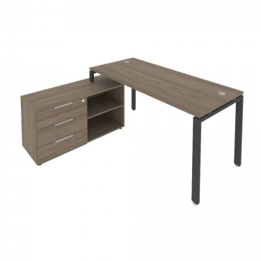 Рабочая станция на П-образном м/к с опорной тумбой левая Рива Metal System Б.РС-СТС-2.4 Л Вяз/Антрацит