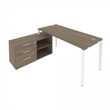 Рабочая станция на П-образном м/к с опорной тумбой левая Рива Metal System Б.РС-СТС-2.4 Л Вяз/Белый