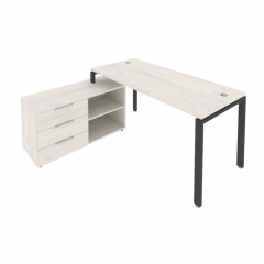 Рабочая станция на П-образном м/к с опорной тумбой левая Рива Metal System Б.РС-СТС-2.4 Л Наварра/Антрацит