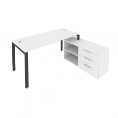 Рабочая станция на П-образном м/к с опорной тумбой правая Рива Metal System Б.РС-СТС-2.4 Пр Белый/Антрацит