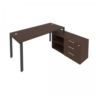 Рабочая станция на П-образном м/к с опорной тумбой правая Рива Metal System Б.РС-СТС-2.4 Пр Венге/Антрацит