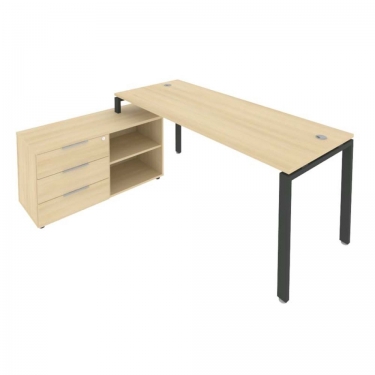 Рабочая станция на П-образном м/к с опорной тумбой левая Рива Metal System БП.РС-СТС-2.5 Л Акация/Антрацит