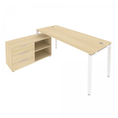 Рабочая станция на П-образном м/к с опорной тумбой левая Рива Metal System БП.РС-СТС-2.5 Л Акация/Белый