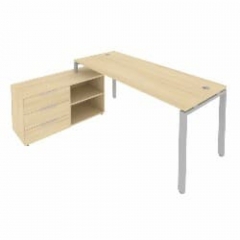 Рабочая станция на П-образном м/к с опорной тумбой левая Рива Metal System БП.РС-СТС-2.5 Л Акация/Серый