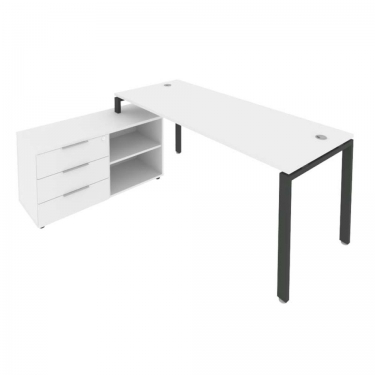 Рабочая станция на П-образном м/к с опорной тумбой левая Рива Metal System БП.РС-СТС-2.5 Л Белый/Антрацит