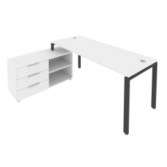 Рабочая станция на П-образном м/к с опорной тумбой левая Рива Metal System БП.РС-СТС-2.5 Л Белый/Антрацит