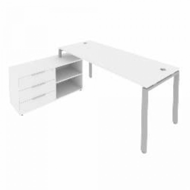 Рабочая станция на П-образном м/к с опорной тумбой левая Рива Metal System БП.РС-СТС-2.5 Л Белый/Серый