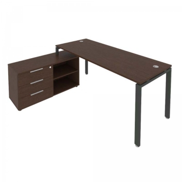 Рабочая станция на П-образном м/к с опорной тумбой левая Рива Metal System БП.РС-СТС-2.5 Л Венге/Антрацит