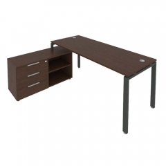 Рабочая станция на П-образном м/к с опорной тумбой левая Рива Metal System БП.РС-СТС-2.5 Л Венге/Антрацит