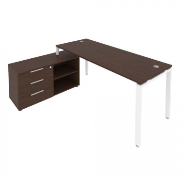 Рабочая станция на П-образном м/к с опорной тумбой левая Рива Metal System БП.РС-СТС-2.5 Л Венге/Белый