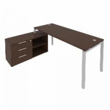 Рабочая станция на П-образном м/к с опорной тумбой левая Рива Metal System БП.РС-СТС-2.5 Л Венге/Серый