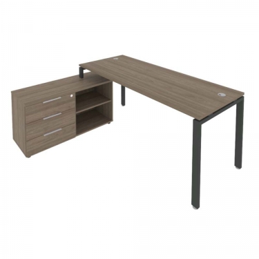 Рабочая станция на П-образном м/к с опорной тумбой левая Рива Metal System БП.РС-СТС-2.5 Л Вяз/Антрацит