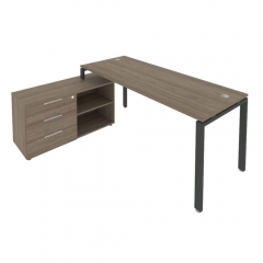 Рабочая станция на П-образном м/к с опорной тумбой левая Рива Metal System БП.РС-СТС-2.5 Л Вяз/Антрацит