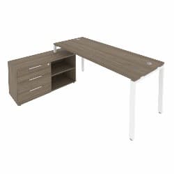 Рабочая станция на П-образном м/к с опорной тумбой левая Рива Metal System БП.РС-СТС-2.5 Л Вяз/Белый