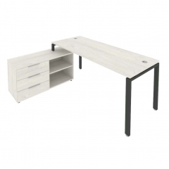 Рабочая станция на П-образном м/к с опорной тумбой левая Рива Metal System БП.РС-СТС-2.5 Л Наварра/Антрацит