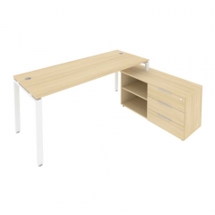 Рабочая станция на П-образном м/к с опорной тумбой правая Рива Metal System Б.РС-СТС-2.5 Пр Акация/Белый