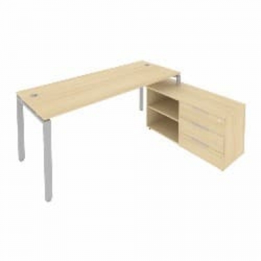 Рабочая станция на П-образном м/к с опорной тумбой правая Рива Metal System Б.РС-СТС-2.5 Пр Акация/Серый