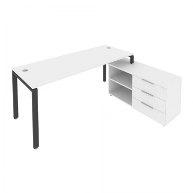 Рабочая станция на П-образном м/к с опорной тумбой правая Рива Metal System Б.РС-СТС-2.5 Пр Белый/Антрацит