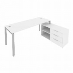 Рабочая станция на П-образном м/к с опорной тумбой правая Рива Metal System Б.РС-СТС-2.5 Пр Белый/Серый