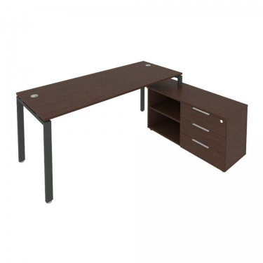 Рабочая станция на П-образном м/к с опорной тумбой правая Рива Metal System Б.РС-СТС-2.5 Пр Венге/Антрацит