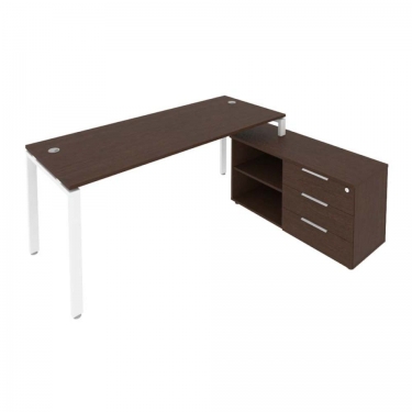 Рабочая станция на П-образном м/к с опорной тумбой правая Рива Metal System Б.РС-СТС-2.5 Пр Венге/Белый