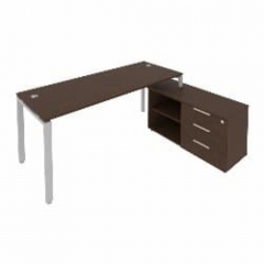 Рабочая станция на П-образном м/к с опорной тумбой правая Рива Metal System Б.РС-СТС-2.5 Пр Венге/Серый