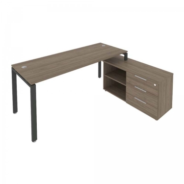 Рабочая станция на П-образном м/к с опорной тумбой правая Рива Metal System Б.РС-СТС-2.5 Пр Вяз/Антрацит