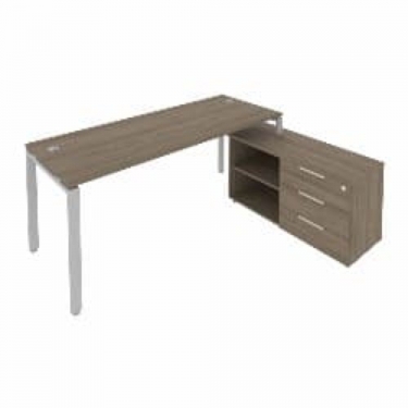 Рабочая станция на П-образном м/к с опорной тумбой правая Рива Metal System Б.РС-СТС-2.5 Пр Вяз/Серый