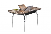 Стол раздвижной 1,45 Риал Грация, СТЕКЛО, опоры изогнутые ХРОМ, Венге/128947691