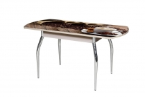 Стол раздвижной 1,45 Риал Грация, СТЕКЛО, опоры изогнутые ХРОМ, Дуб беленый/R012