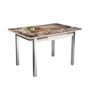 Стол нераздвижной с ящиком 1,2 Риал Победа, СТЕКЛО, опоры полуовал ХРОМ, Беленый дуб/R006