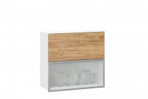 Шкаф кухонный 800 горизонтальный с 2 складными дверями комбинированный со стеклом Любимый дом Шервуд ЛД 281.981.000.137 Белый Дуб золотой