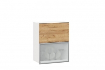 Шкаф кухонный 600 горизонтальный с 2 складными дверями комбинированный со стеклом Любимый дом Шервуд ЛД 281.971.000.135 Белый Дуб золотой