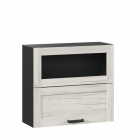 Шкаф кухонный 800 горизонтальный с 2 складными дверями комбинированный со стеклом Любимый дом Винченца ЛД 234.980.000.093 Черный Дуб Крафт