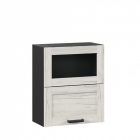 Шкаф кухонный 600 горизонтальный с 2 складными дверями комбинированный со стеклом Любимый дом Винченца ЛД 234.970.000.092 Черный Дуб Крафт