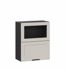 Шкаф кухонный 600 горизонтальный с 2 складными дверями комбинированный со стеклом Любимый дом Джамис ЛД 296.970.000.167 Черный Кашмир