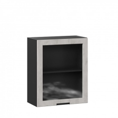 Шкаф кухонный 600 со стеклом Любимый дом Джамис ЛД 296.350.000.063 Черный Белый камень