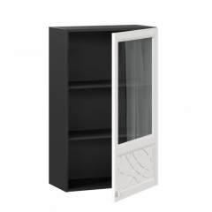 Шкаф кухонный 600 высокий со стеклом Любимый дом Джулия ЛД 284.450.000.172 Черный Белый