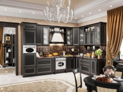 Кухонный гарнитур угловой Любимый дом Италия 07 Черный Дуб темный