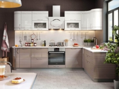 Кухонный гарнитур угловой Любимый дом Анастасия 6 Белый Капучино