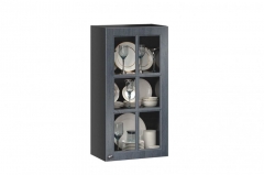 Шкаф кухонный 600 высокий со стеклом Любимый дом Мокка ЛД 274.450.000.176 Черный Дуб фактурный антрацит