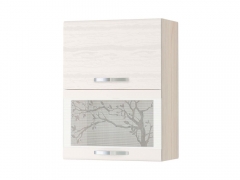 Шкаф-витрина кухонный с системой плавного закрывания Витра Графит 74.08.2 Сосна Астрид-Ванил