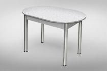 Стол обеденный Форт Овальный ХРОМ 1кат. белый глянец ЛДСП белый