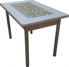 Стол обеденный Форт Прямоуг. ажур ХРОМ Р-3 белая ЛДСП белый