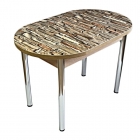 Стол обеденный Форт Раздвижной ЕВРО фп Св. кирпичики С003 ЛДСП дуб выбеленный