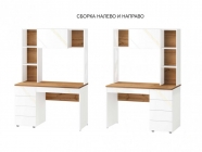 Стол с надстройкой лев/прав Витра Монако 903.301 Дуб Вотан / Белый шпон / Альпийский белый