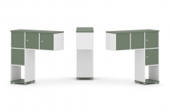 Надставка на стол низкая двухсторонняя + задняя стенка 4 шт. + распашной фасад 4 шт. Рива CONCEPT CN.DNN-002 Кобо Белый бриллиант Белый металл