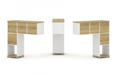 Надставка на стол низкая двухсторонняя + задняя стенка 4 шт. + распашной фасад 4 шт. Рива CONCEPT CN.DNN-002 Дуб Винченцо Белый бриллиант Черный