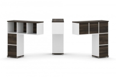 Надставка на стол низкая двухсторонняя + задняя стенка 5 шт. + блок с 2-мя ящиками 2 шт. Рива CONCEPT CN.DNN-003 Дуб Мали Белый бриллиант Черный
