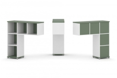 Надставка на стол низкая двухсторонняя + задняя стенка 5 шт. + блок с 2-мя ящиками 2 шт. + распашной фасад 3 шт. Рива CONCEPT CN.DNN-005 Кобо Белый
